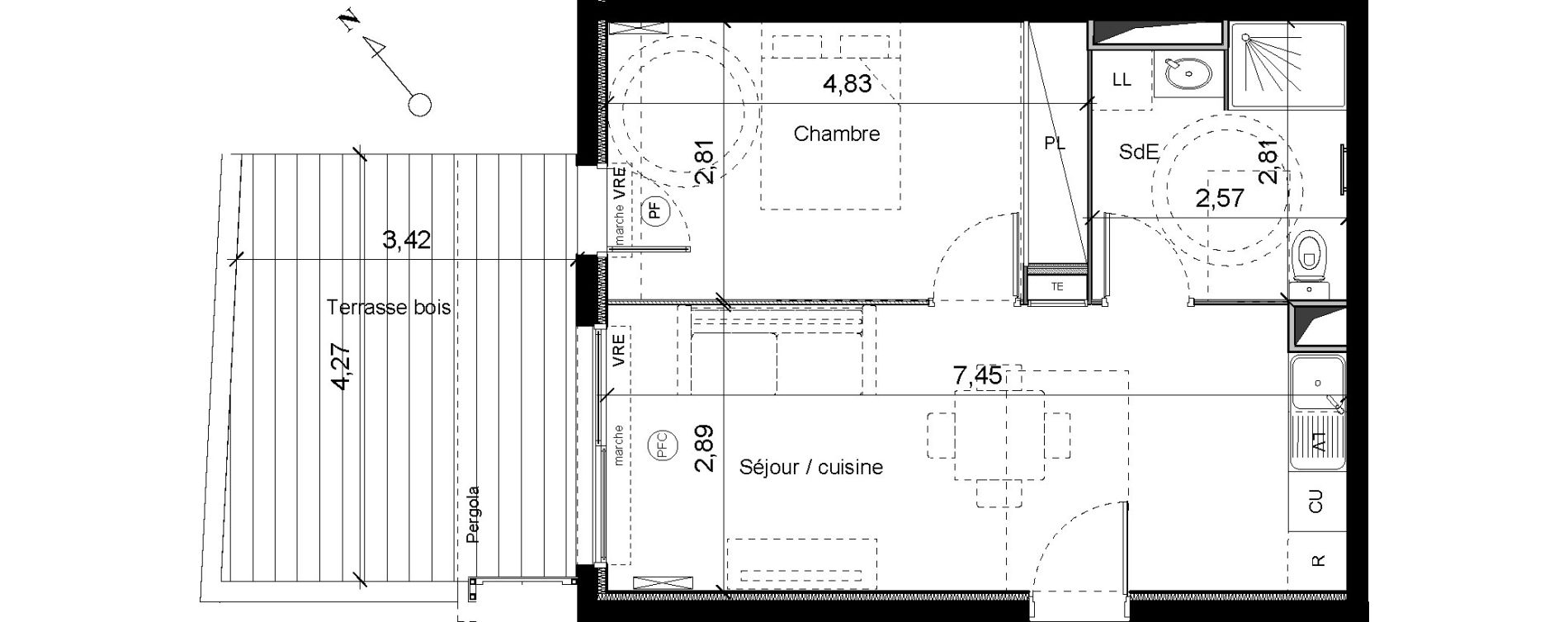 Appartement T2 de 41,20 m2 &agrave; Montpellier Hopitaux-facultes