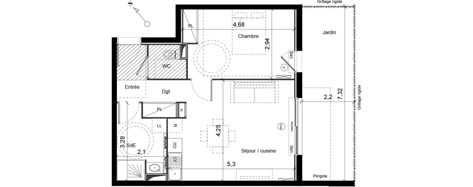 Appartement T2 de 48,20 m2 &agrave; Montpellier Hopitaux-facultes