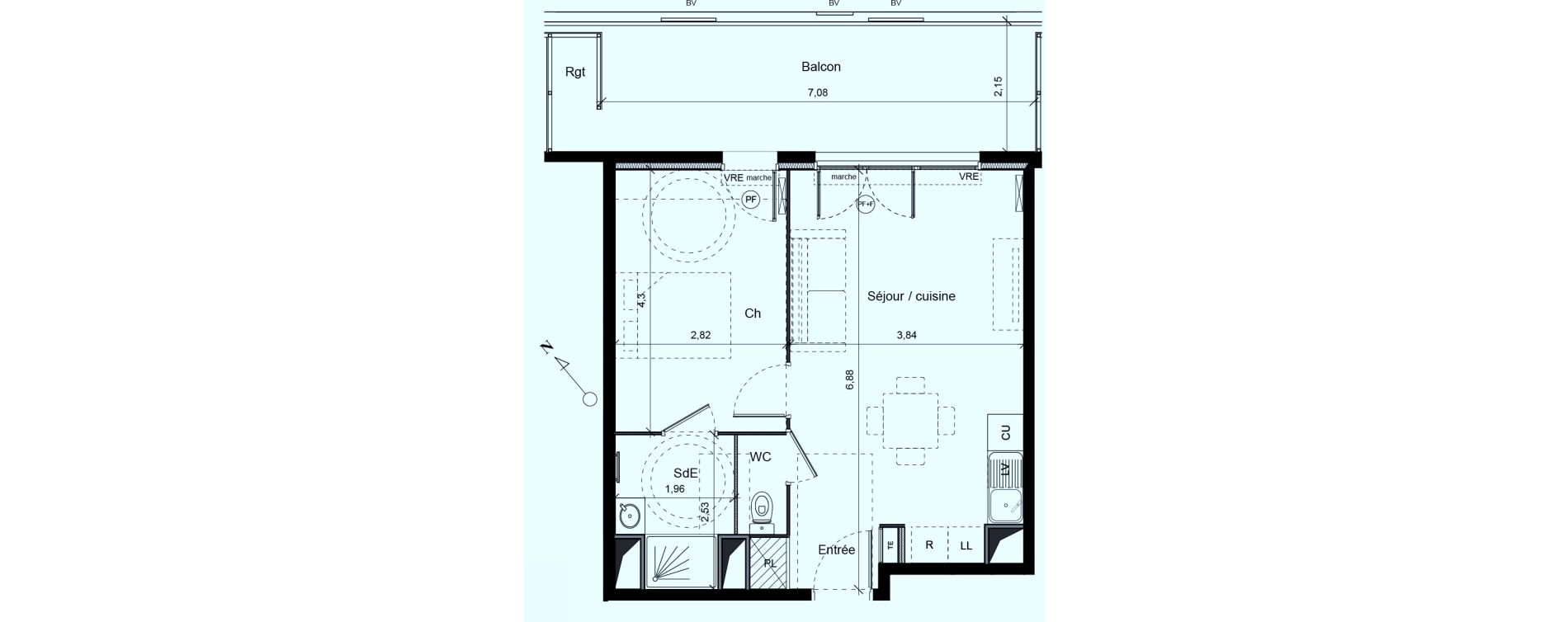 Appartement T2 de 43,00 m2 &agrave; Montpellier Hopitaux-facultes