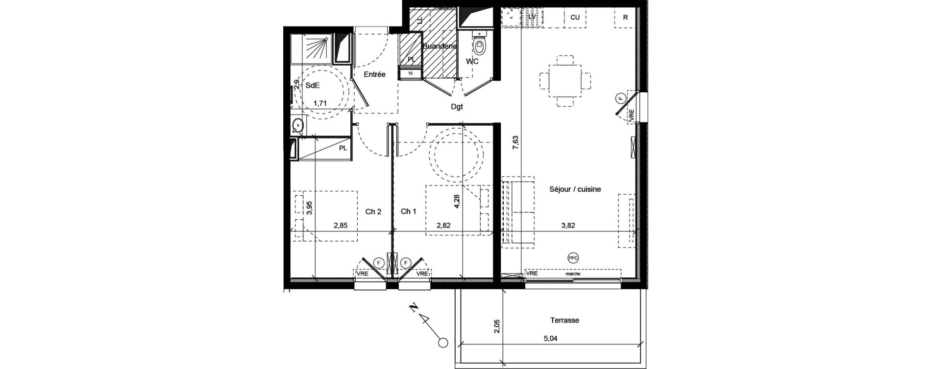 Appartement T3 de 68,00 m2 &agrave; Montpellier Hopitaux-facultes