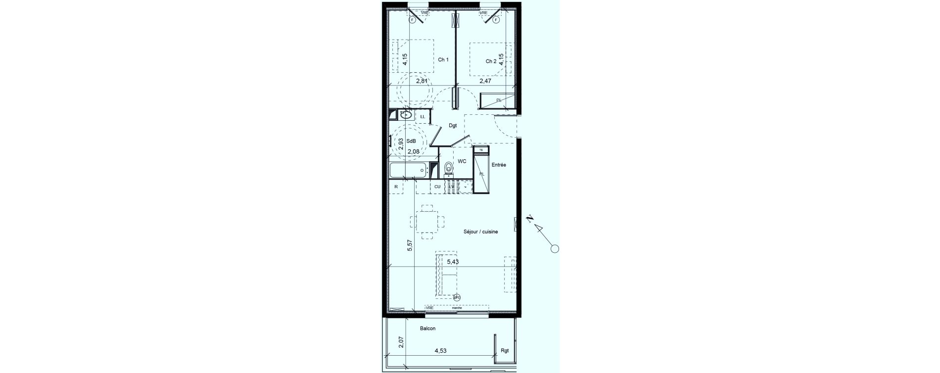 Appartement T3 de 67,00 m2 &agrave; Montpellier Hopitaux-facultes