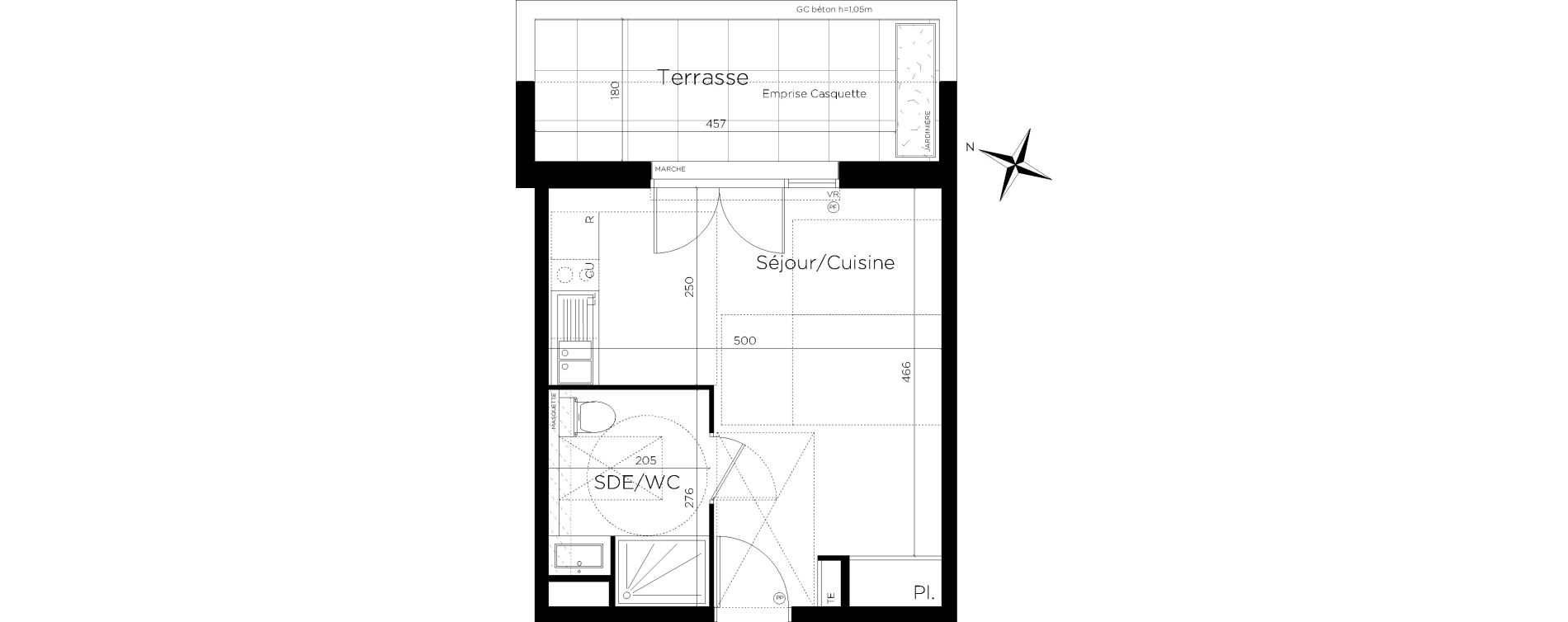 Appartement T1 de 25,68 m2 &agrave; Montpellier Alco