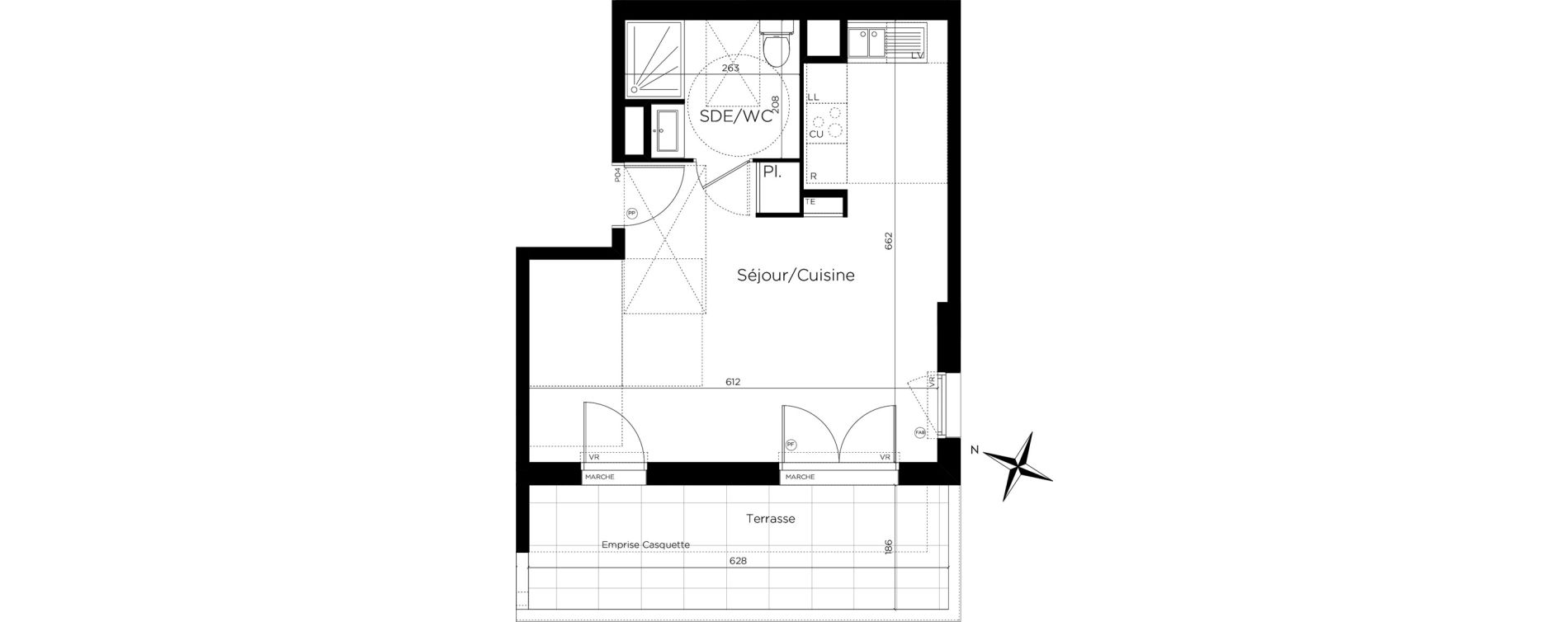 Appartement T1 de 34,72 m2 &agrave; Montpellier Alco