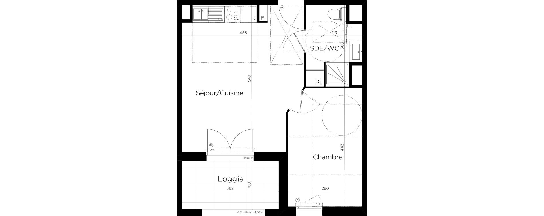 Appartement T2 de 40,99 m2 &agrave; Montpellier Alco