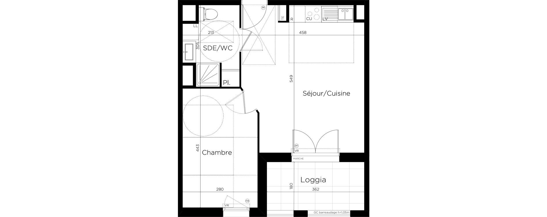 Appartement T2 de 40,99 m2 &agrave; Montpellier Alco