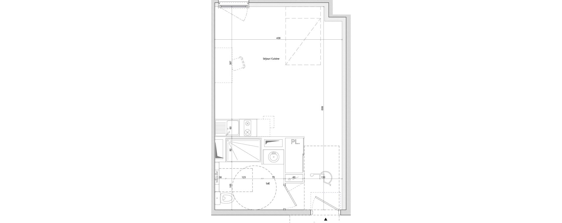 Appartement T1 meubl&eacute; de 28,40 m2 &agrave; Montpellier Aiguelongue