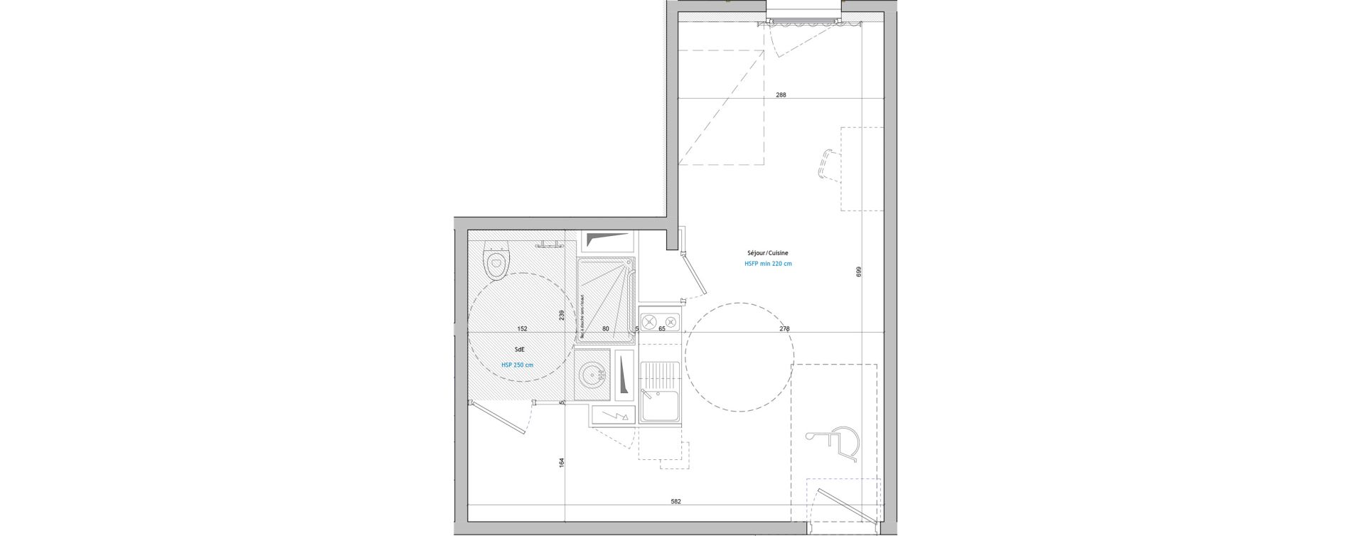Appartement T1 meubl&eacute; de 30,80 m2 &agrave; Montpellier Aiguelongue