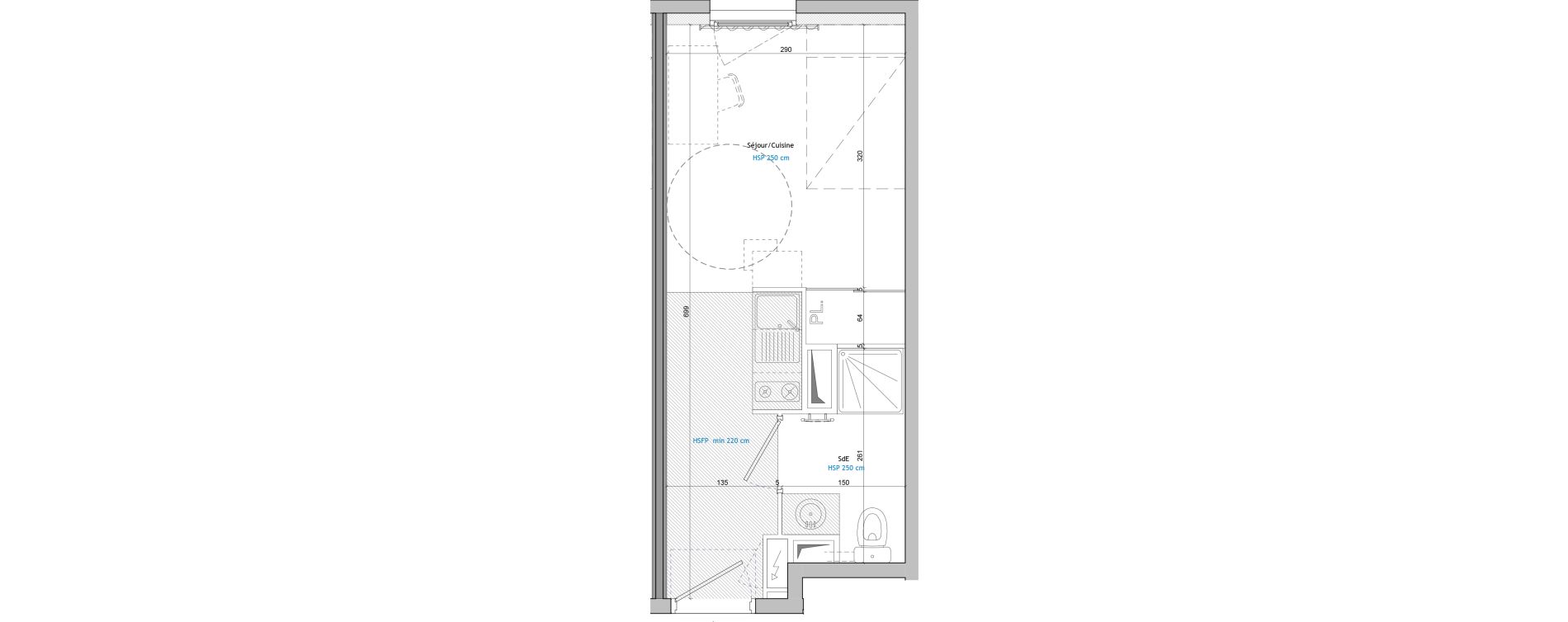 Appartement T1 meubl&eacute; de 18,60 m2 &agrave; Montpellier Aiguelongue