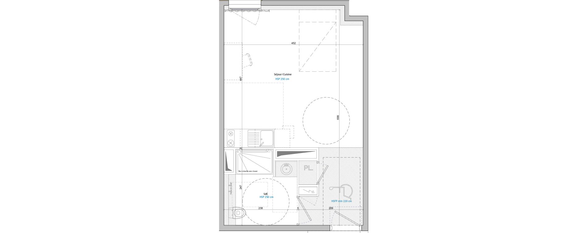 Appartement T1 meubl&eacute; de 29,10 m2 &agrave; Montpellier Aiguelongue