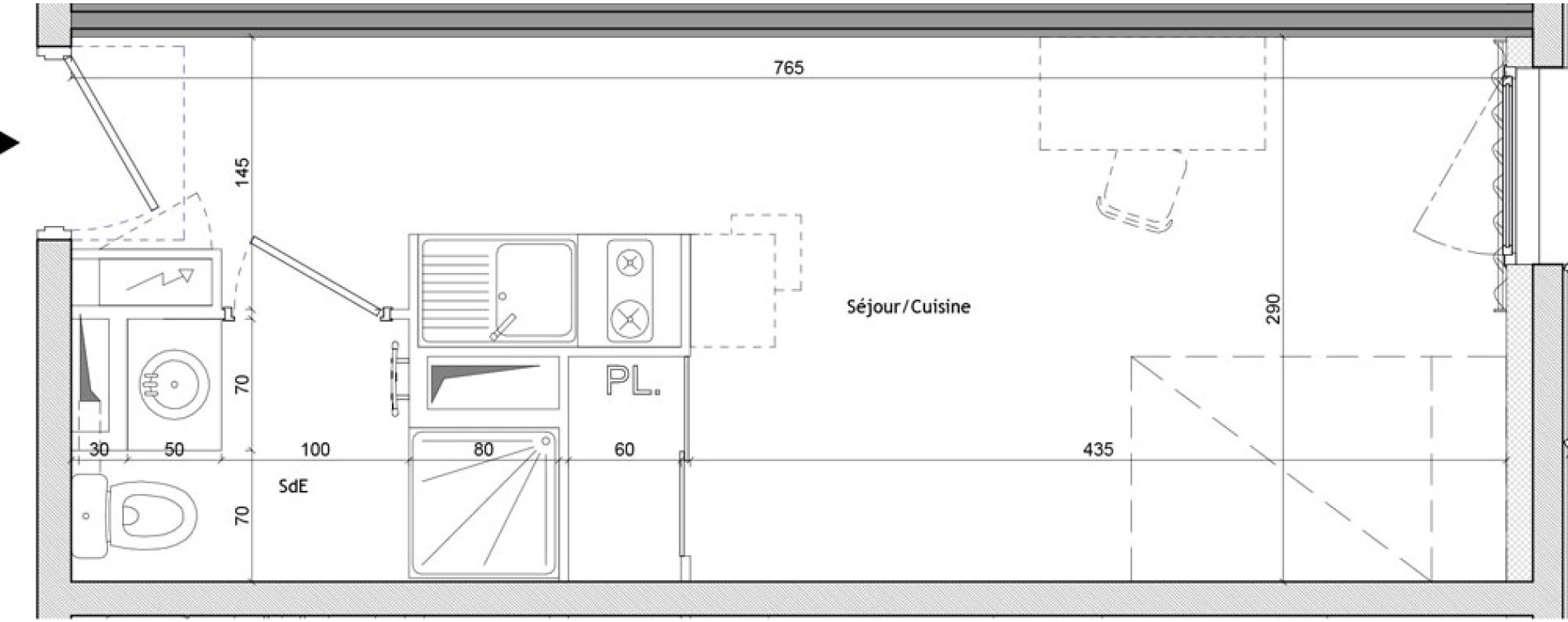 Appartement T1 de 21,20 m2 &agrave; Montpellier Aiguelongue