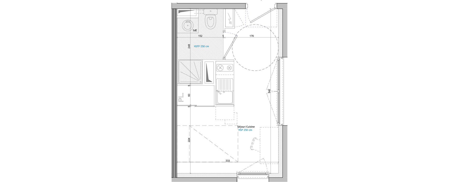 Appartement T1 meubl&eacute; de 17,10 m2 &agrave; Montpellier Aiguelongue