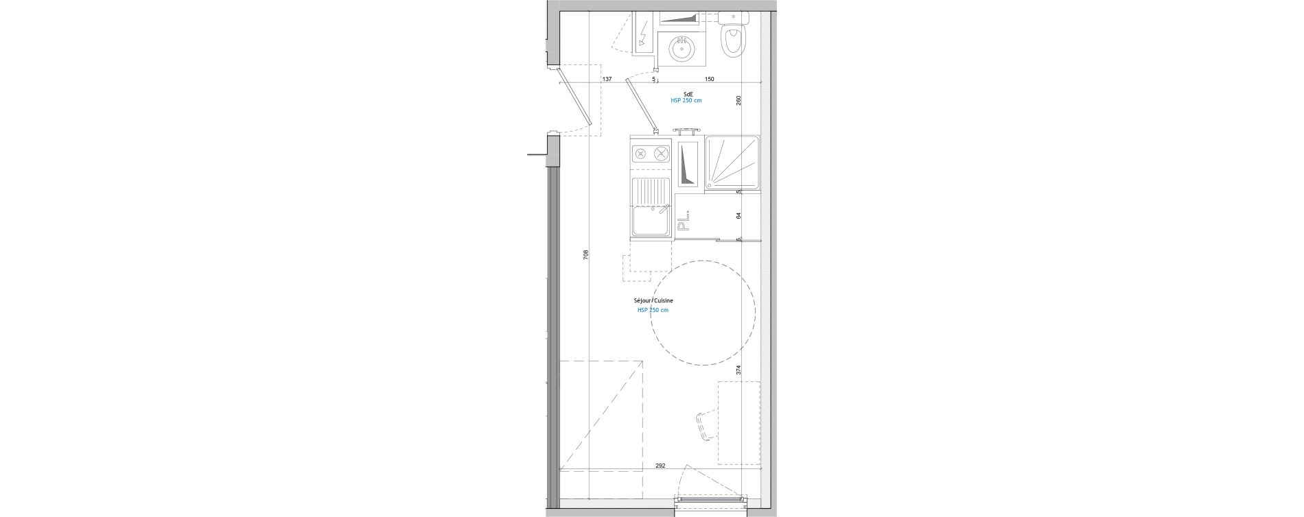 Appartement T1 meubl&eacute; de 19,60 m2 &agrave; Montpellier Aiguelongue