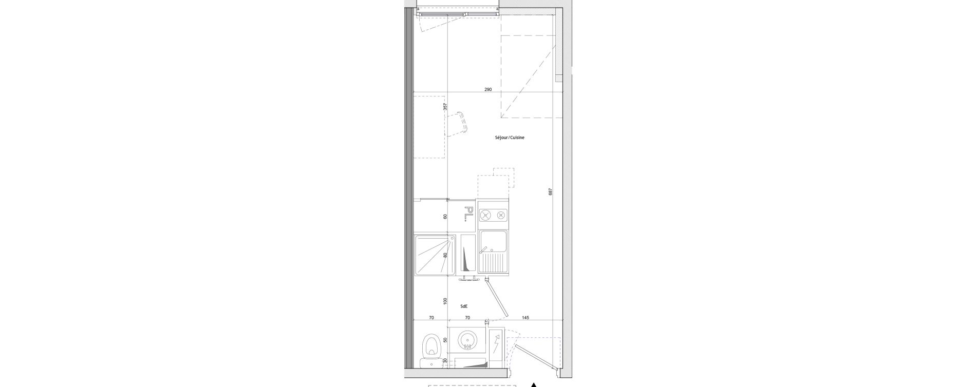 Appartement T1 meubl&eacute; de 18,80 m2 &agrave; Montpellier Aiguelongue