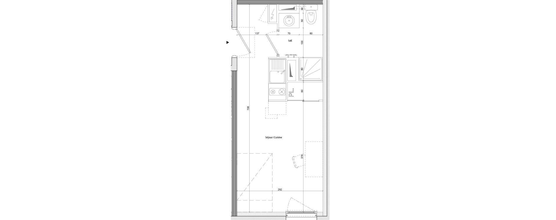 Appartement T1 meubl&eacute; de 19,70 m2 &agrave; Montpellier Aiguelongue