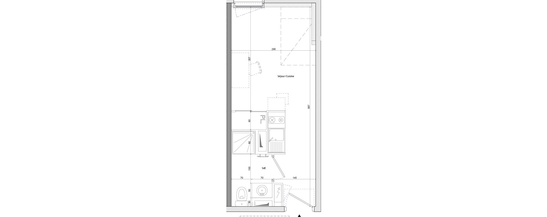 Appartement T1 meubl&eacute; de 18,80 m2 &agrave; Montpellier Aiguelongue