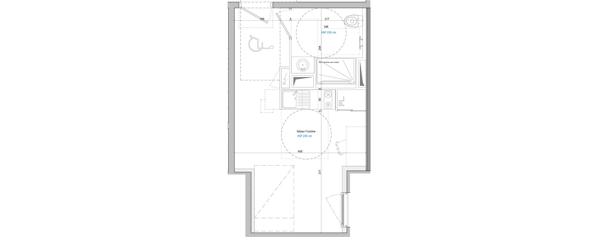 Appartement T1 meubl&eacute; de 23,40 m2 &agrave; Montpellier Aiguelongue