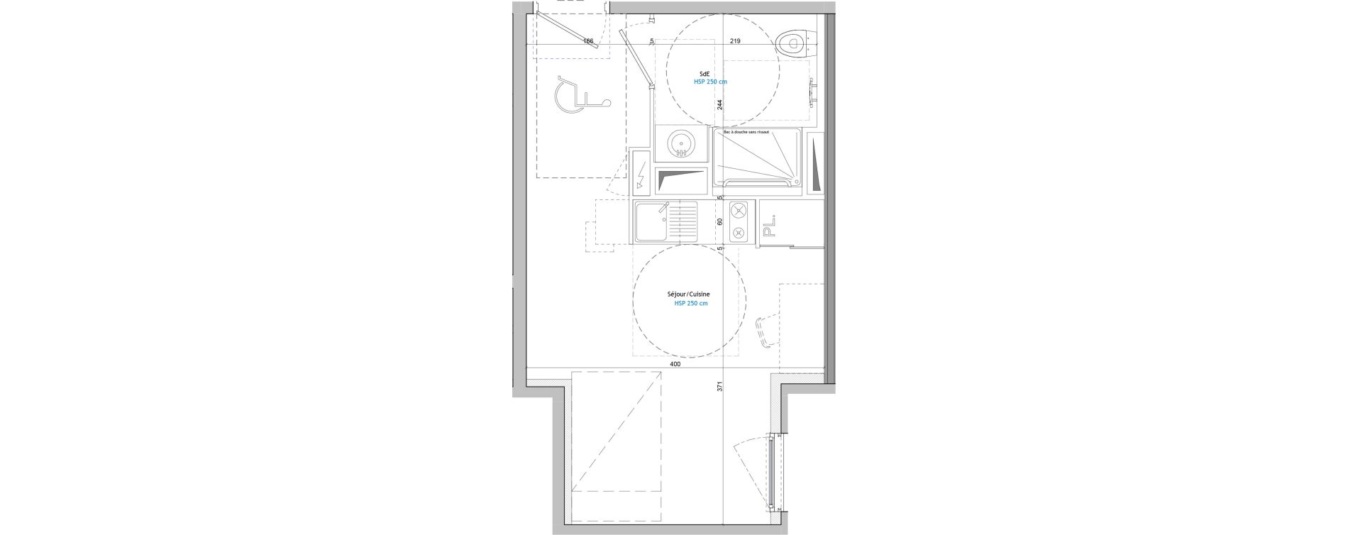 Appartement T1 meubl&eacute; de 23,50 m2 &agrave; Montpellier Aiguelongue