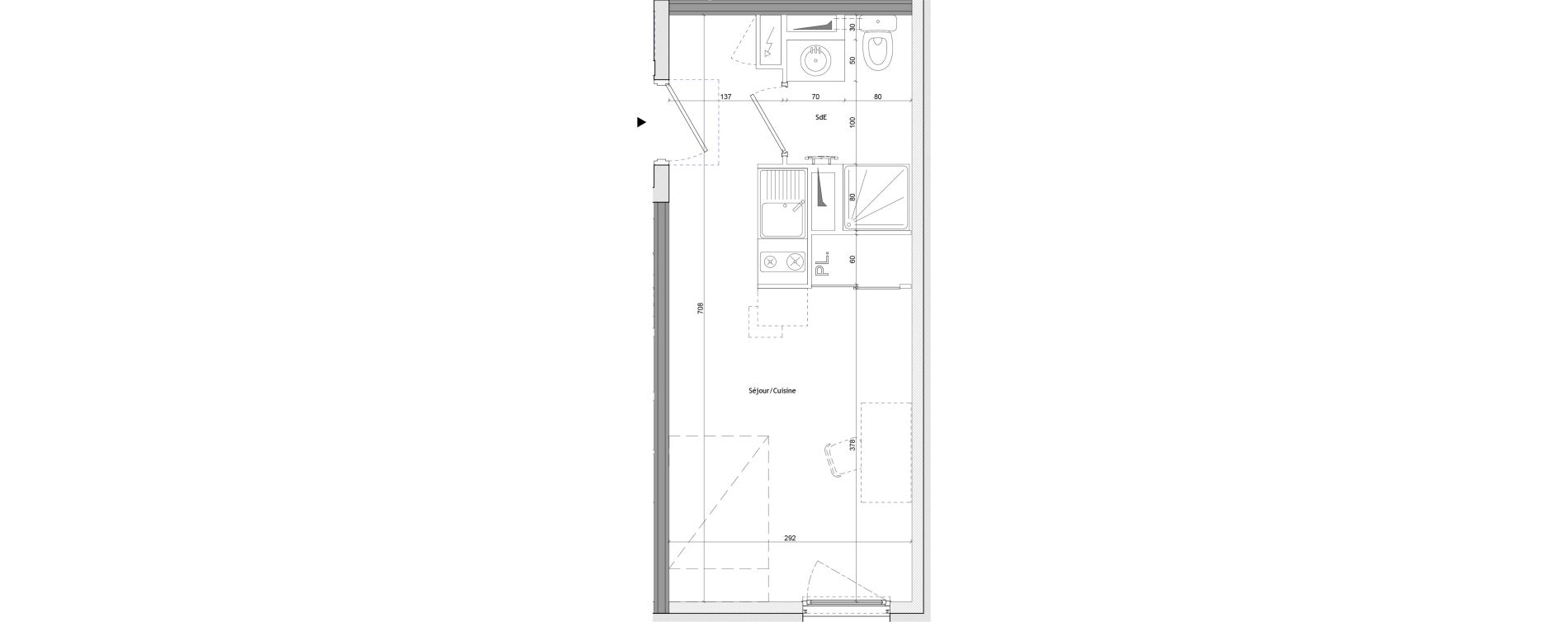 Appartement T1 meubl&eacute; de 19,80 m2 &agrave; Montpellier Aiguelongue
