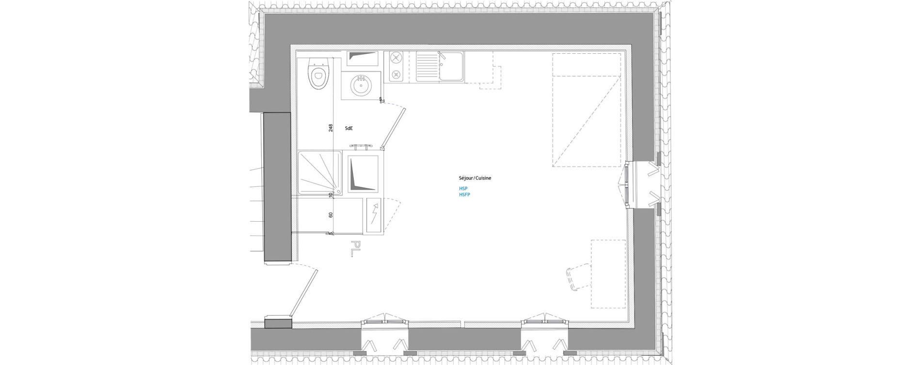 Appartement T1 meubl&eacute; de 25,80 m2 &agrave; Montpellier Aiguelongue