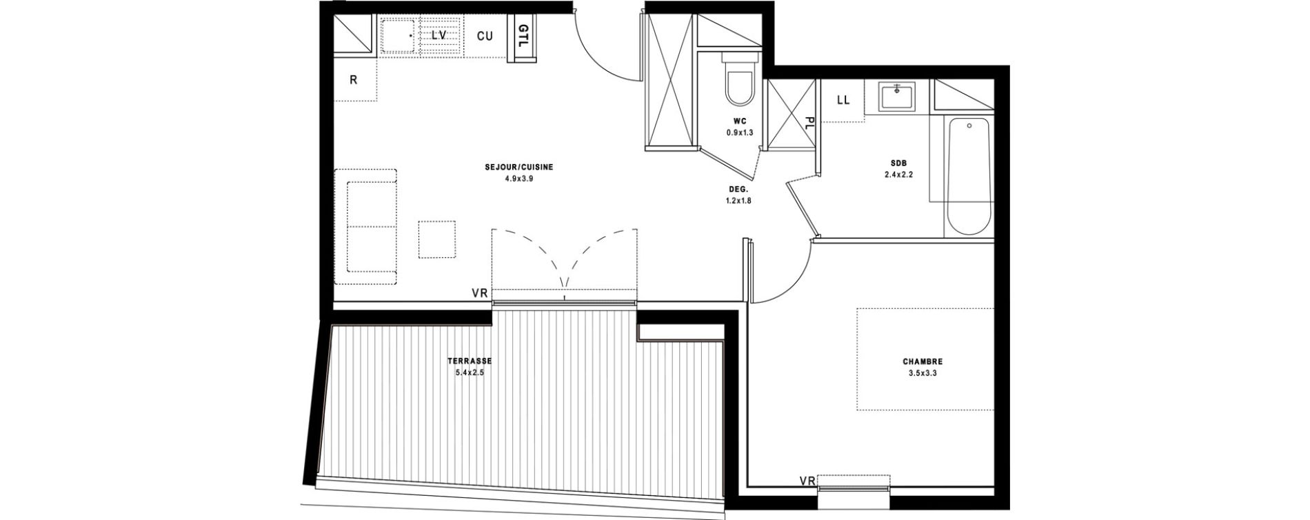 Appartement T2 de 41,20 m2 &agrave; Montpellier Port marianne