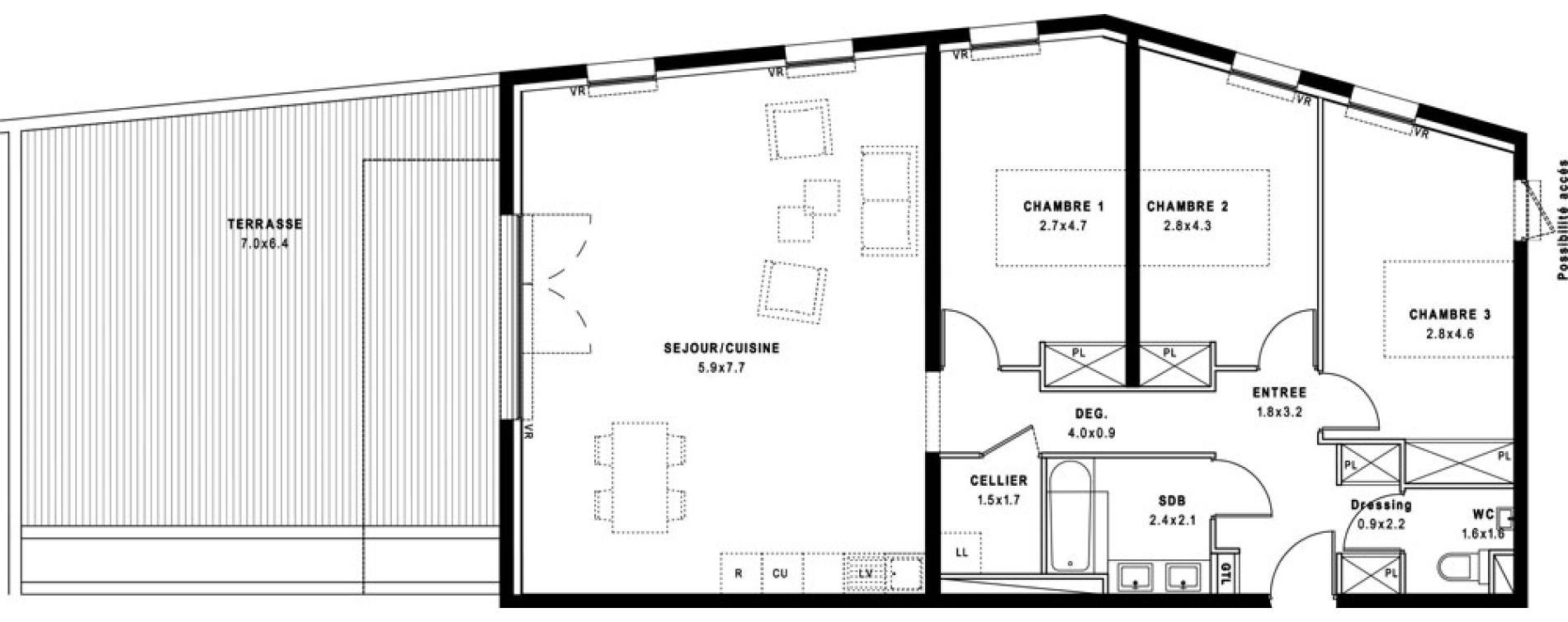 Appartement T4 de 98,10 m2 &agrave; Montpellier Port marianne