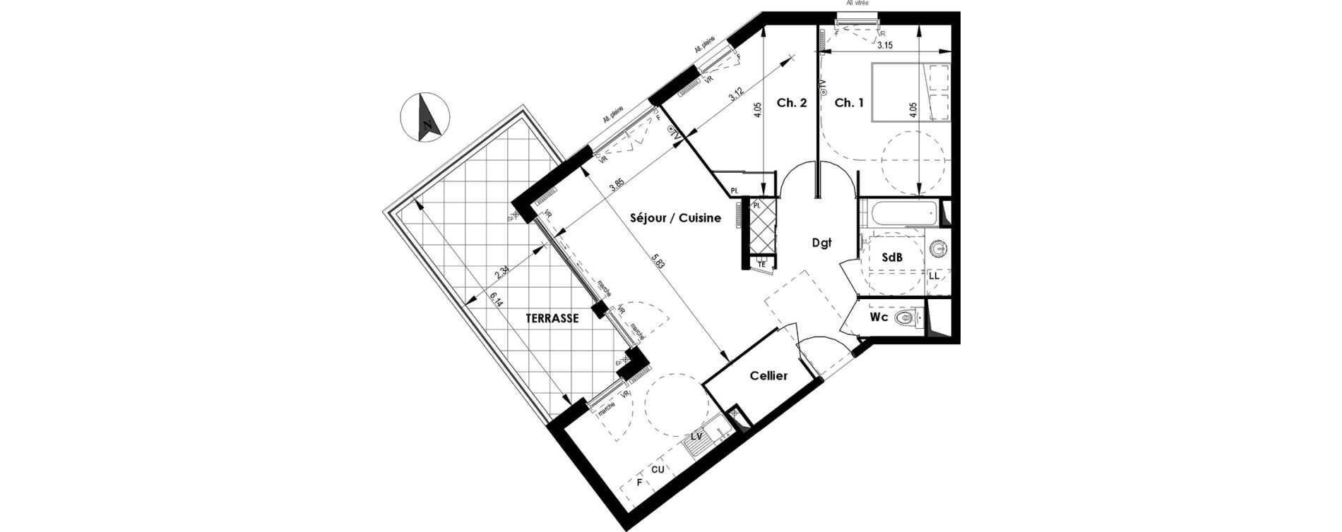 Appartement T3 de 69,10 m2 &agrave; Montpellier Hopitaux-facultes