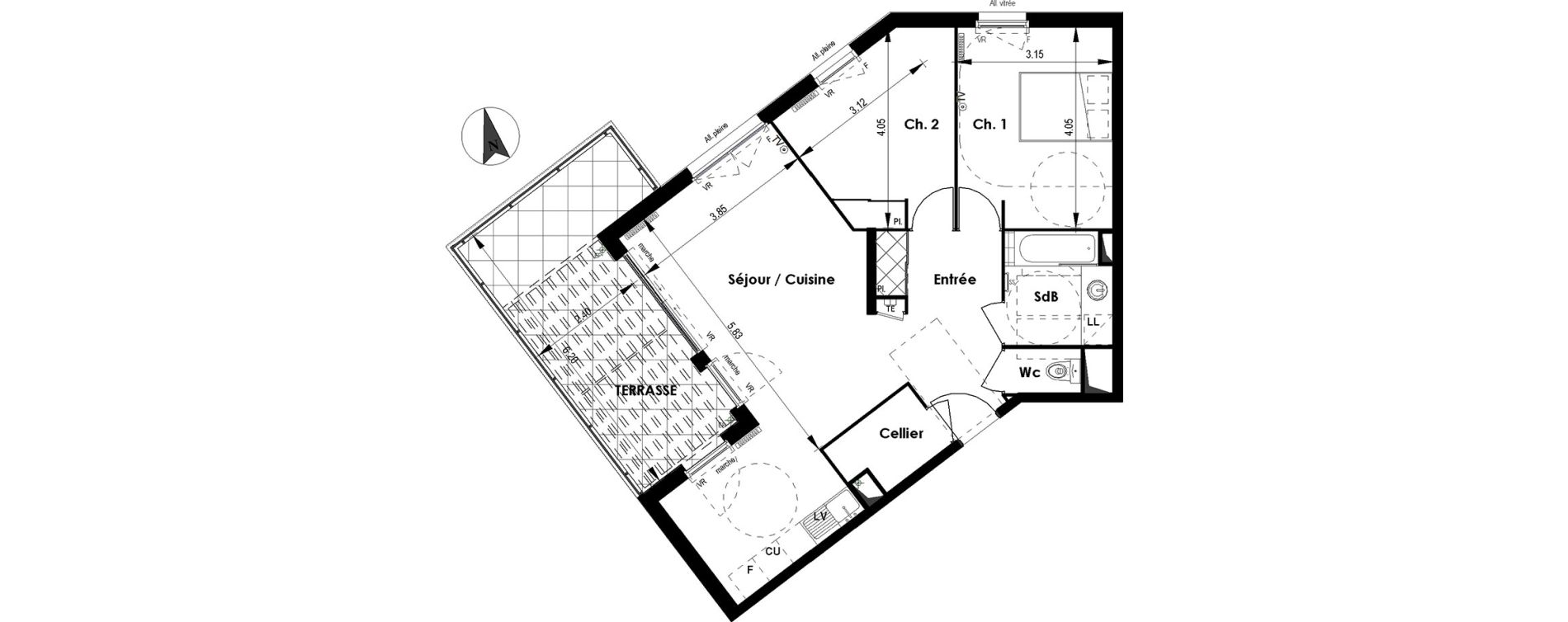 Appartement T3 de 69,60 m2 &agrave; Montpellier Hopitaux-facultes