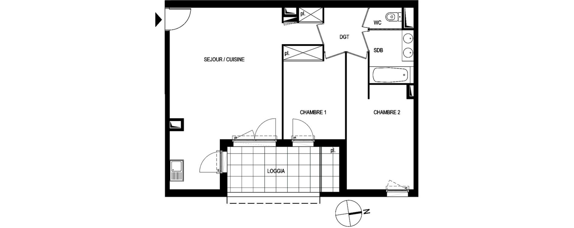 Appartement T3 de 64,55 m2 &agrave; Montpellier Le petit bard