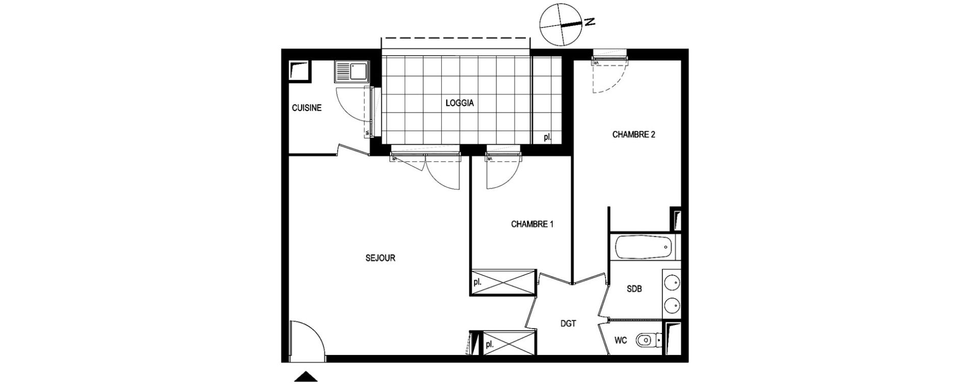 Appartement T3 de 63,35 m2 &agrave; Montpellier Le petit bard