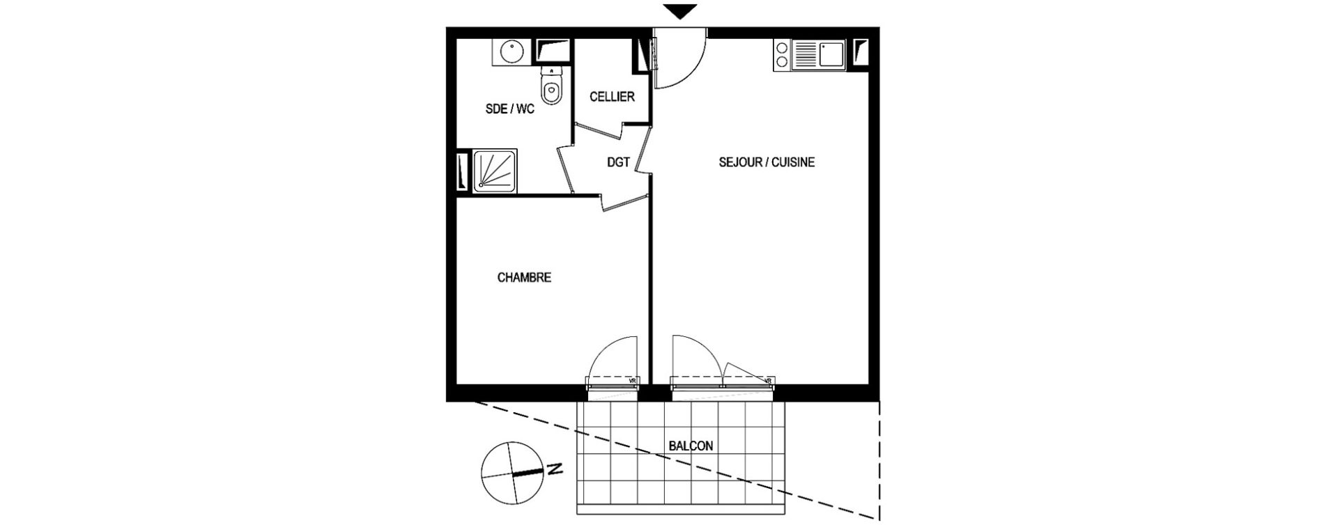 Appartement T2 de 43,35 m2 &agrave; Montpellier Le petit bard