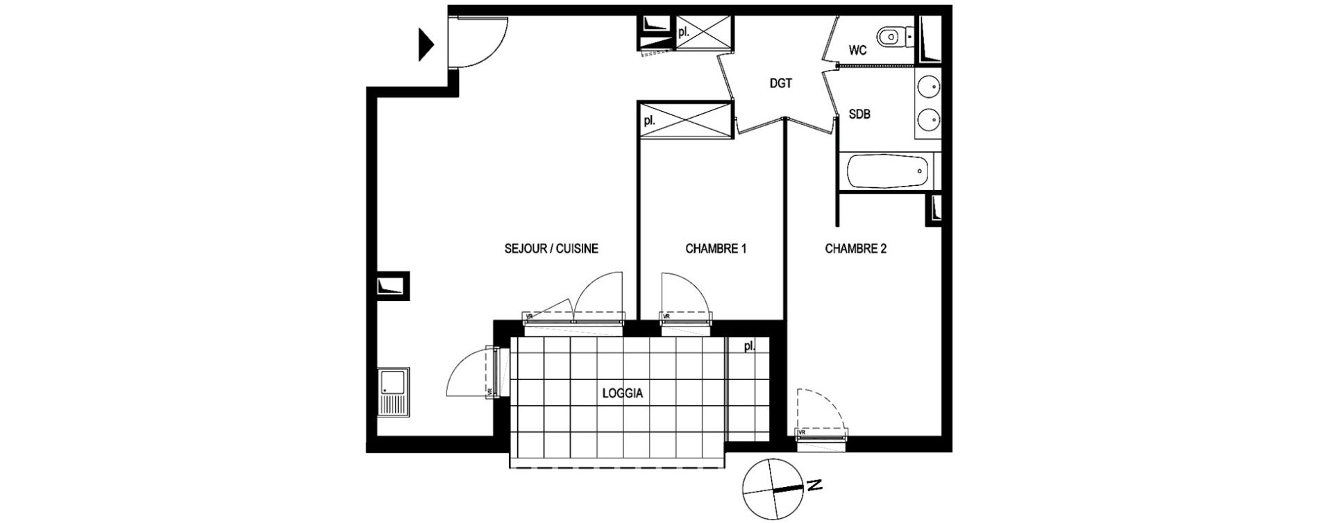 Appartement T3 de 62,35 m2 &agrave; Montpellier Le petit bard