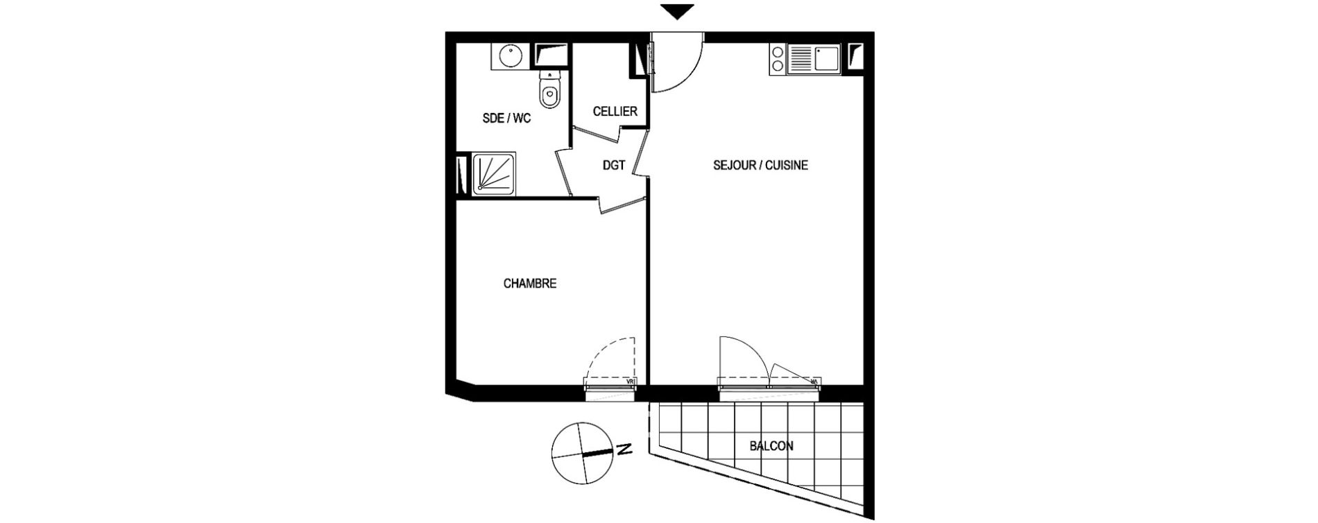 Appartement T2 de 43,30 m2 &agrave; Montpellier Le petit bard