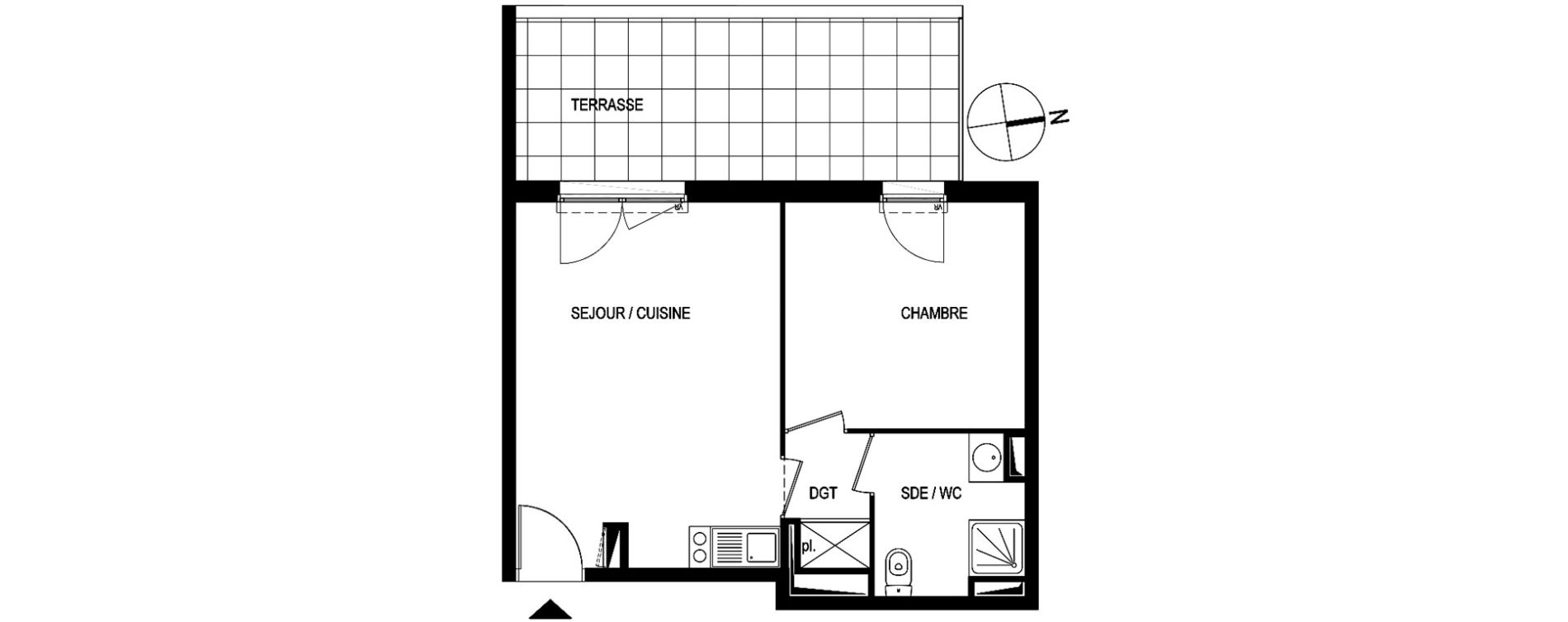 Appartement T2 de 37,20 m2 &agrave; Montpellier Le petit bard