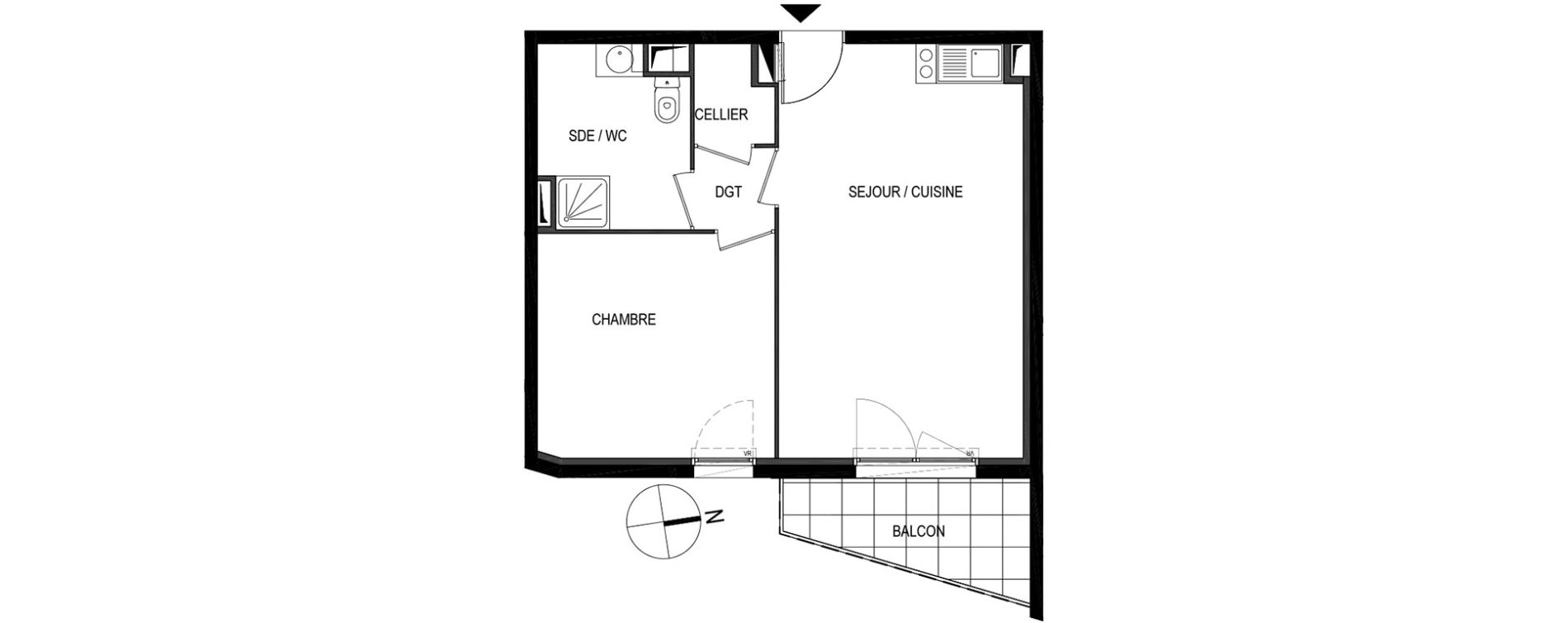 Appartement T2 de 42,70 m2 &agrave; Montpellier Le petit bard