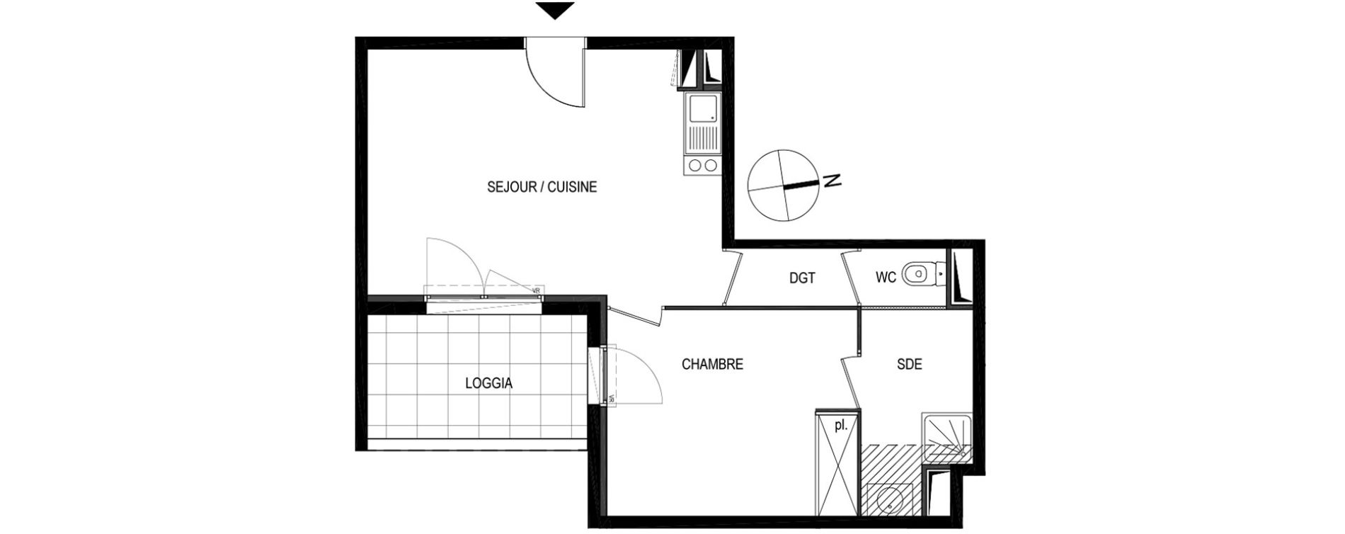 Appartement T2 de 40,95 m2 &agrave; Montpellier Le petit bard