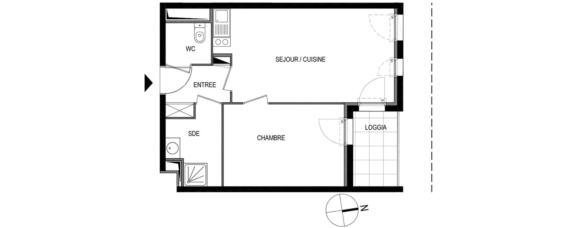 Appartement T2 de 39,95 m2 &agrave; Montpellier Le petit bard