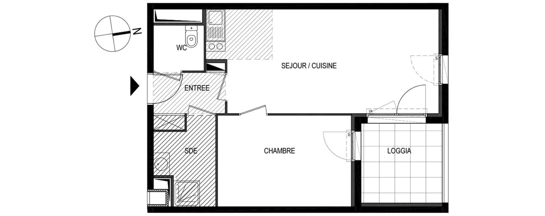 Appartement T2 de 43,10 m2 &agrave; Montpellier Le petit bard