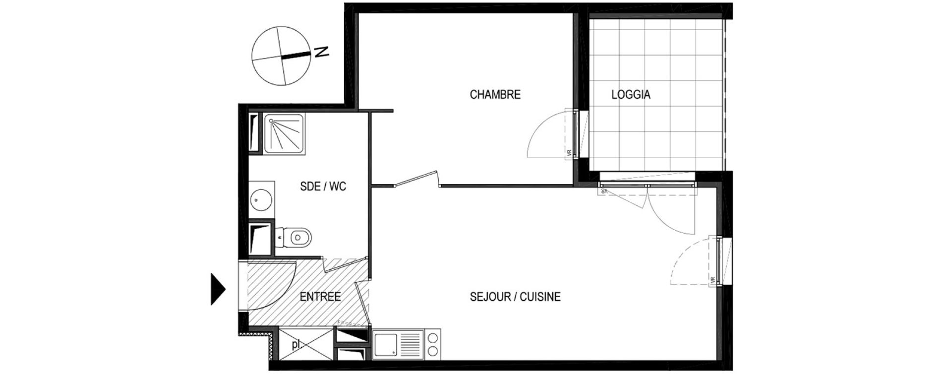 Appartement T2 de 42,40 m2 &agrave; Montpellier Le petit bard