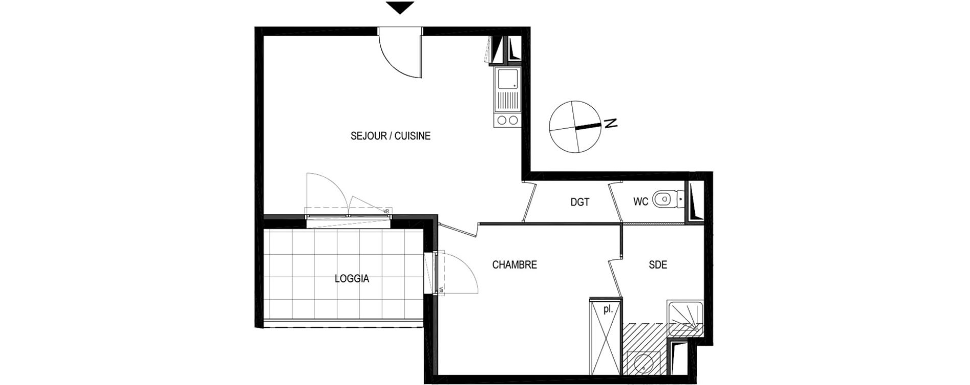 Appartement T2 de 40,95 m2 &agrave; Montpellier Le petit bard