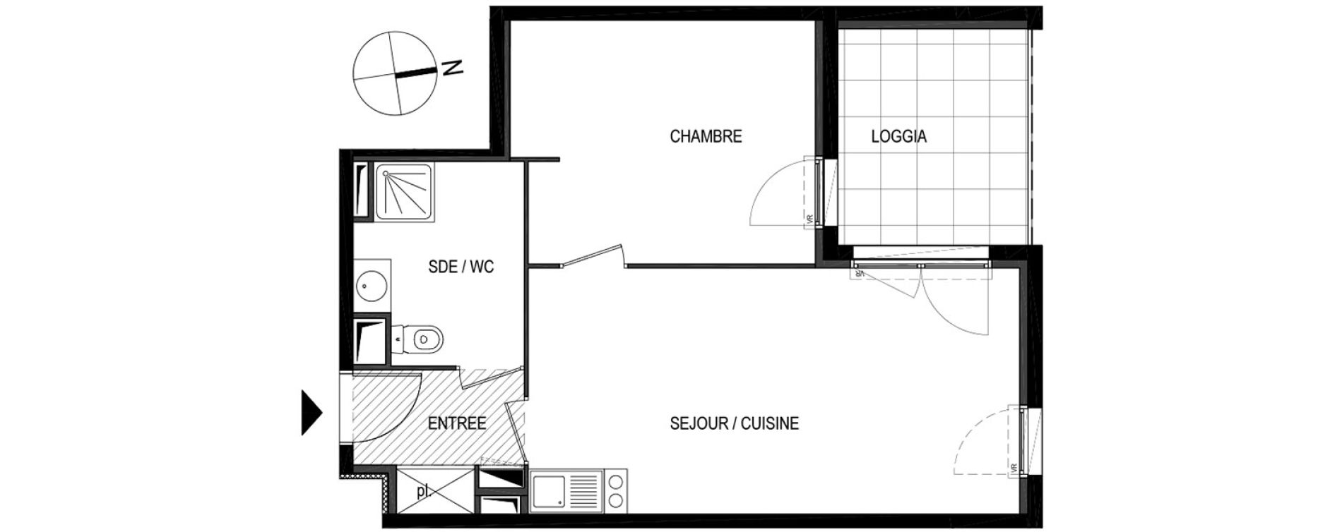 Appartement T2 de 42,40 m2 &agrave; Montpellier Le petit bard