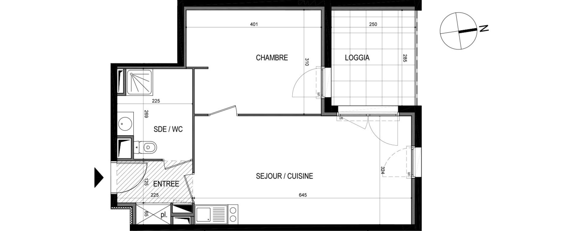 Appartement T2 de 41,95 m2 &agrave; Montpellier Le petit bard