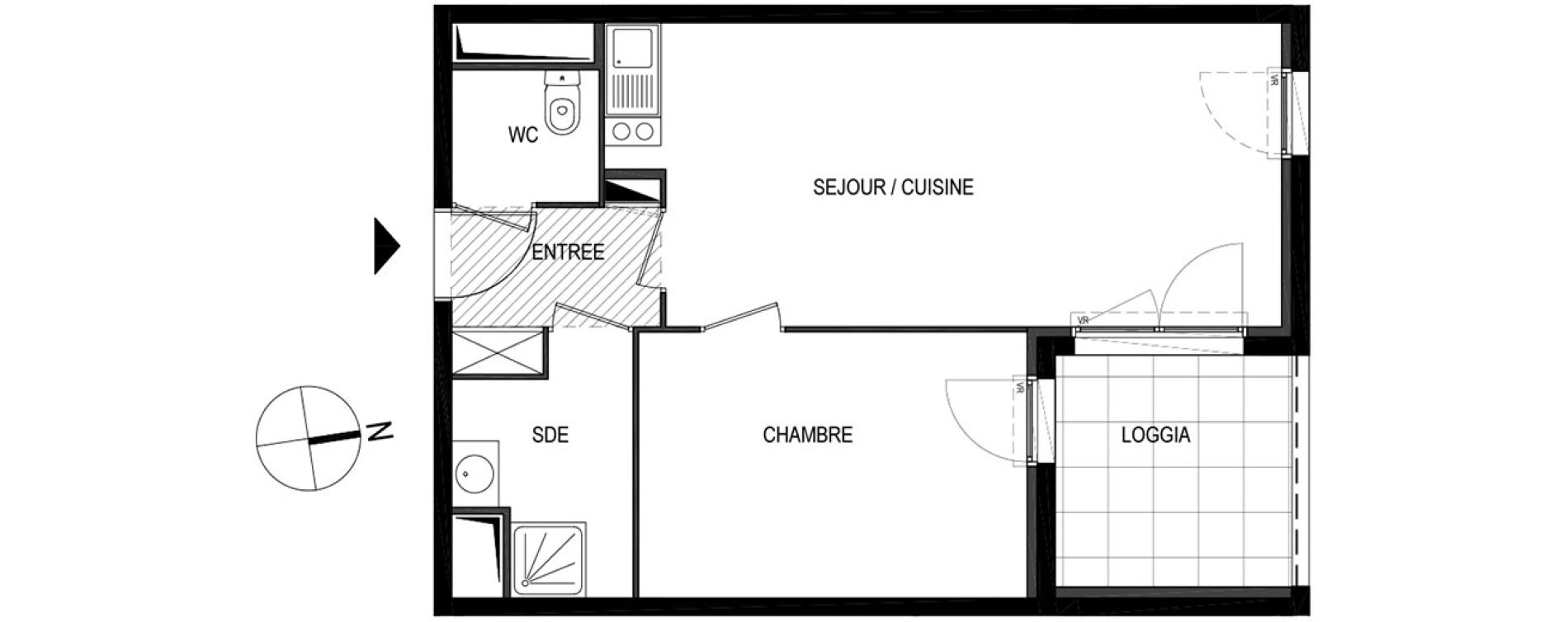 Appartement T2 de 43,10 m2 &agrave; Montpellier Le petit bard