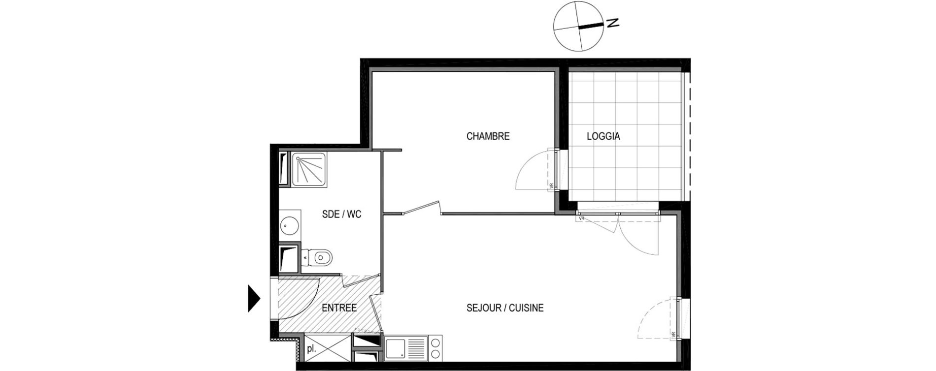 Appartement T2 de 41,95 m2 &agrave; Montpellier Le petit bard