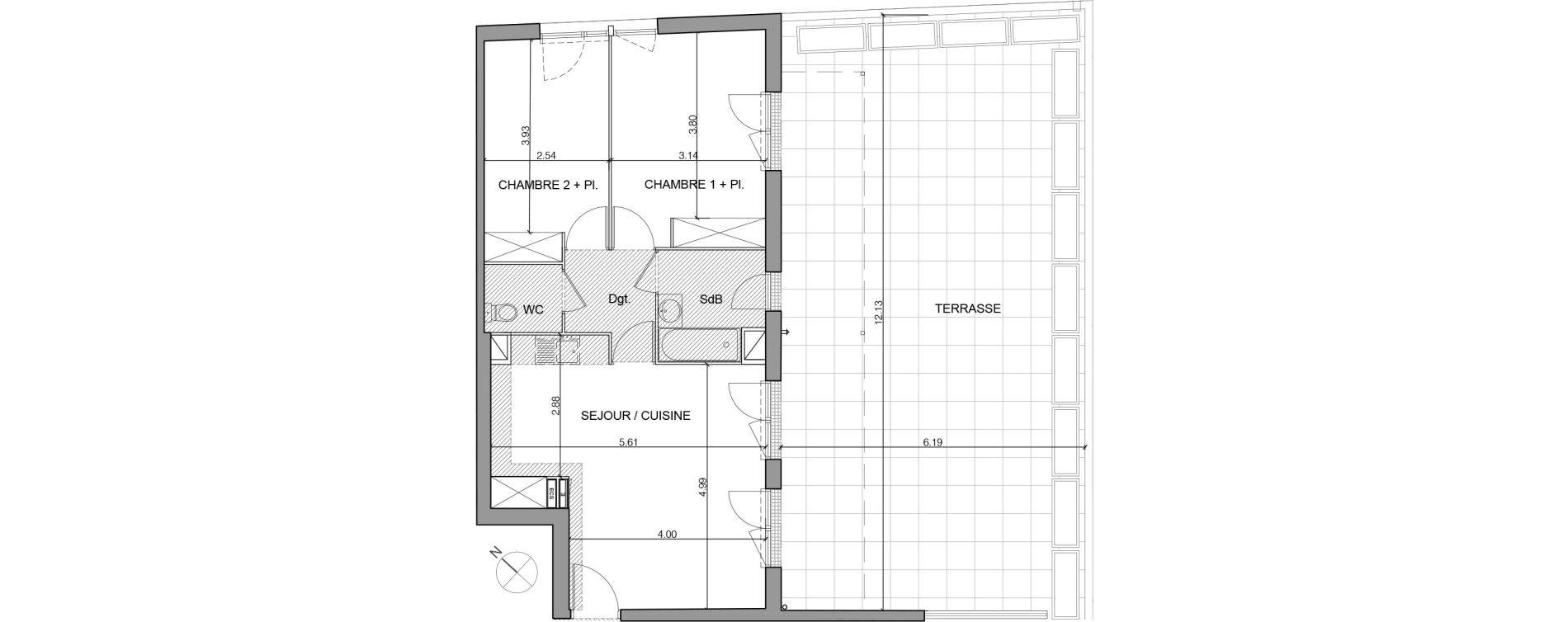 Appartement T3 de 61,04 m2 &agrave; Montpellier Hopitaux-facultes