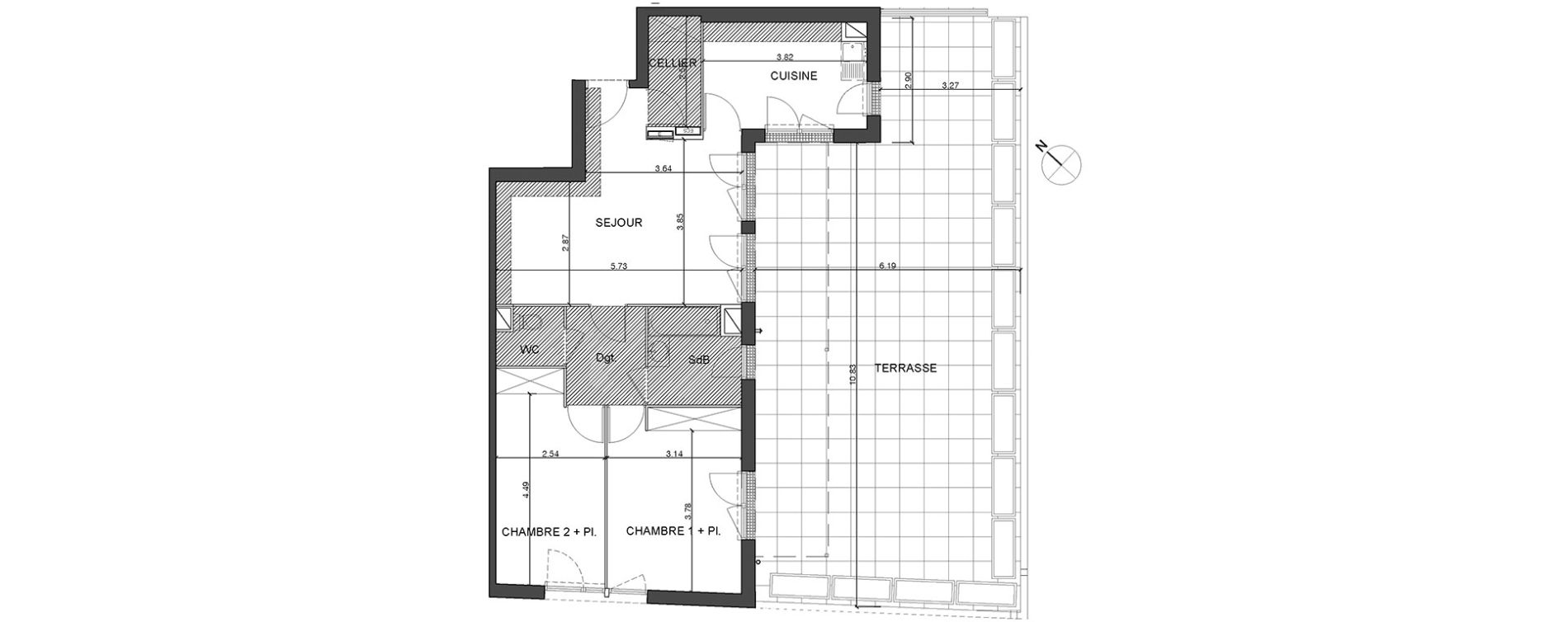 Appartement T3 de 70,73 m2 &agrave; Montpellier Hopitaux-facultes