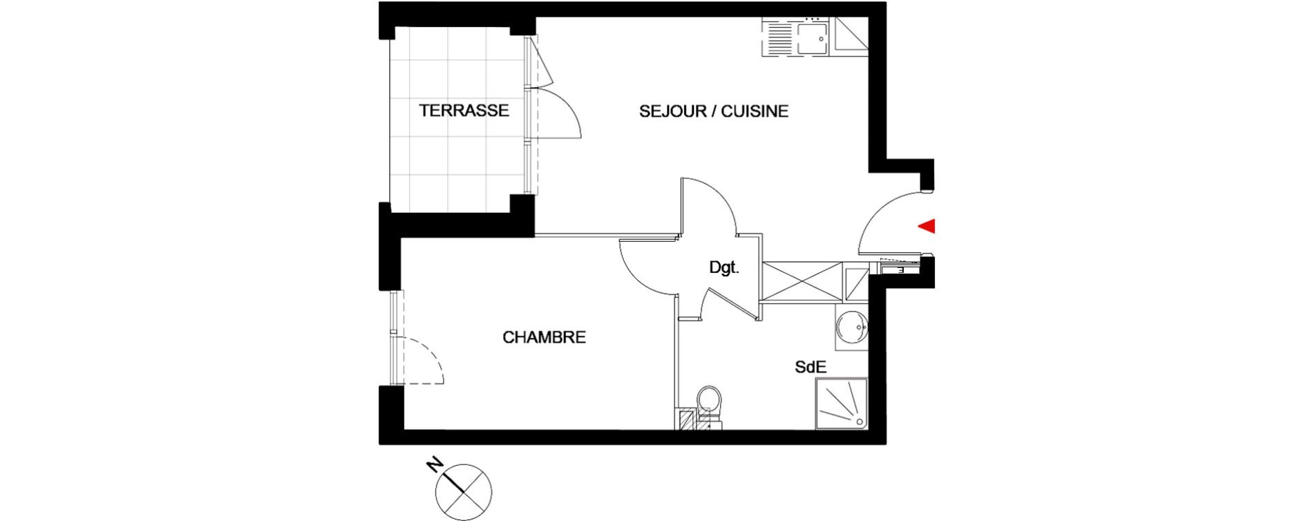 Appartement T2 de 36,80 m2 &agrave; Montpellier Hopitaux-facultes