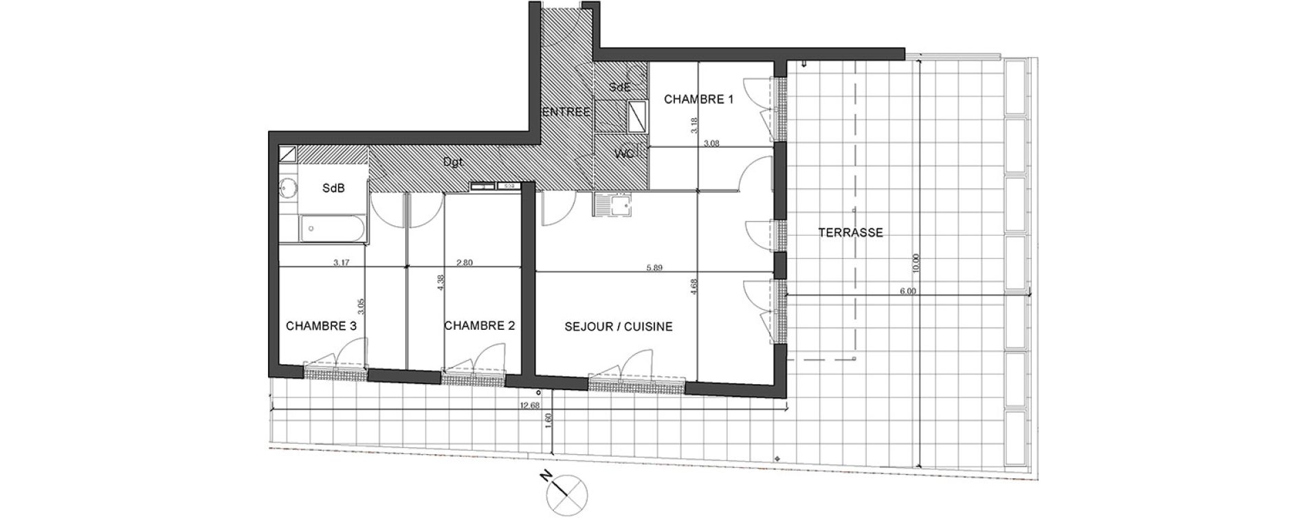 Appartement T4 de 79,24 m2 &agrave; Montpellier Hopitaux-facultes
