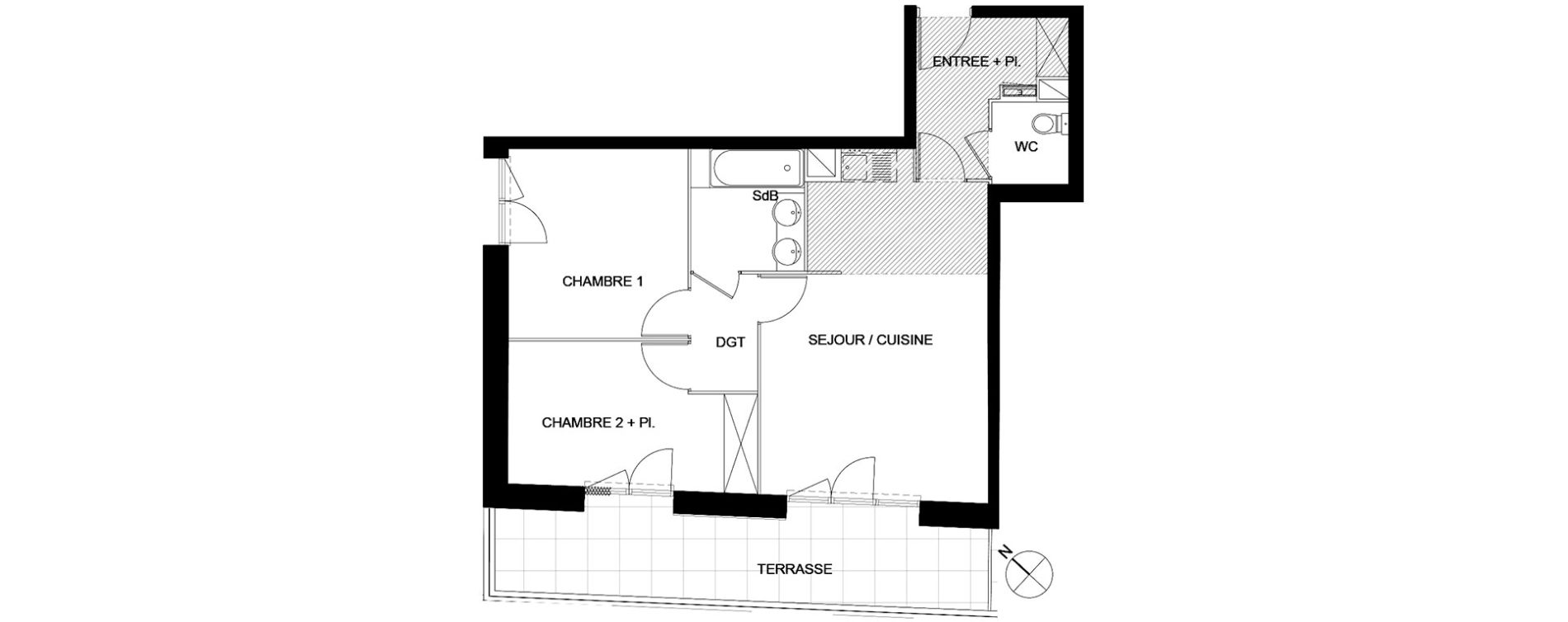 Appartement T3 de 58,92 m2 &agrave; Montpellier Hopitaux-facultes