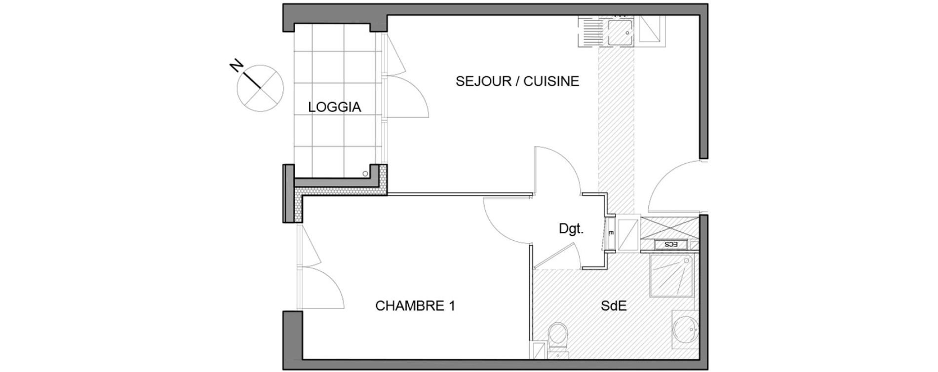 Appartement T2 de 38,42 m2 &agrave; Montpellier Hopitaux-facultes