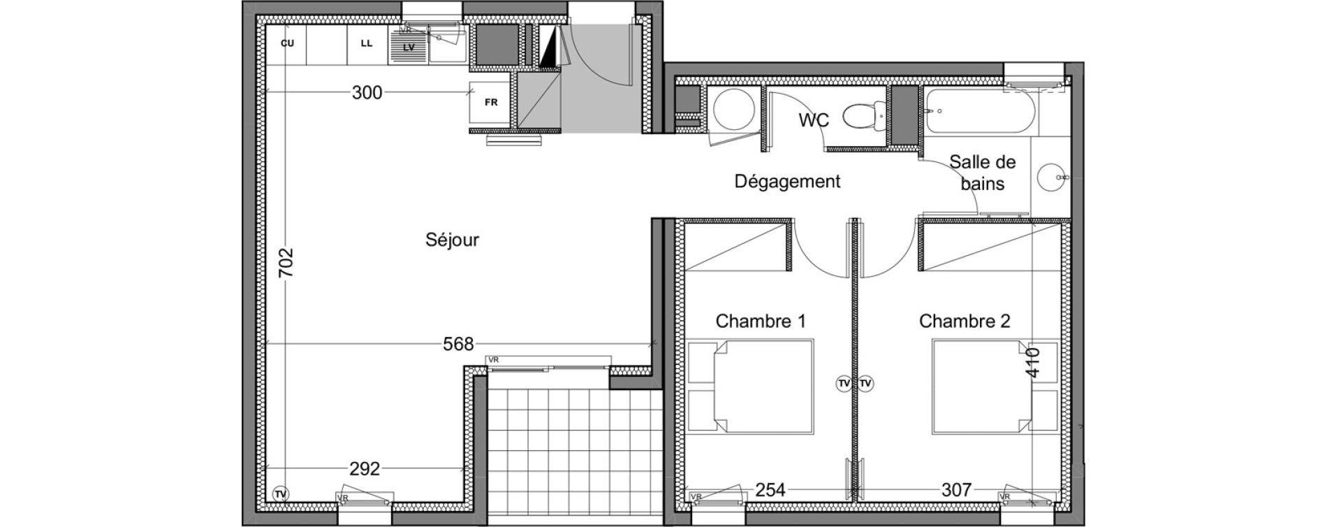 Appartement T3 de 65,60 m2 &agrave; Montpellier Les arceaux